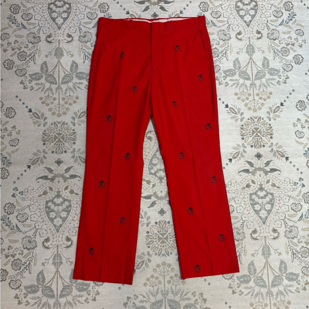 Vintage 80s University of Georgia Bulldogs AOP All Over Print Red Chino Pants